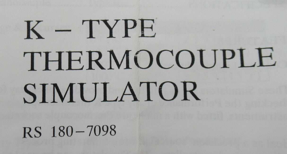 RS Pro 180-7098 Type K Thermocouple Simulator Calibrator Checker