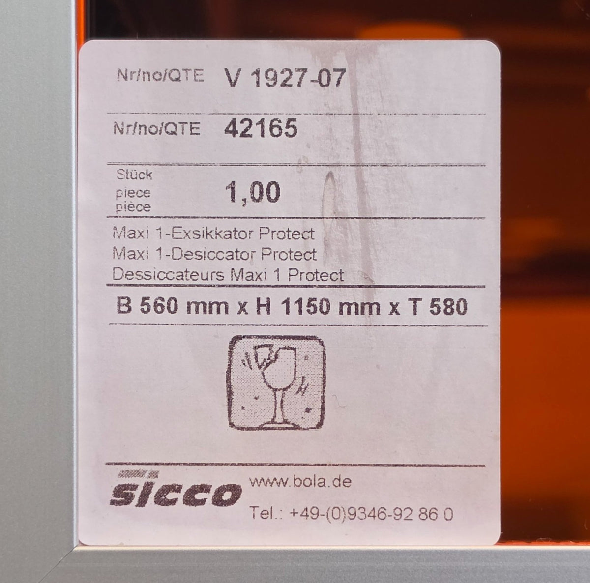 SICCO Maxi 1 Desiccator Protect UV Blocking Orange Acrylic PMMA Drying Chamber1