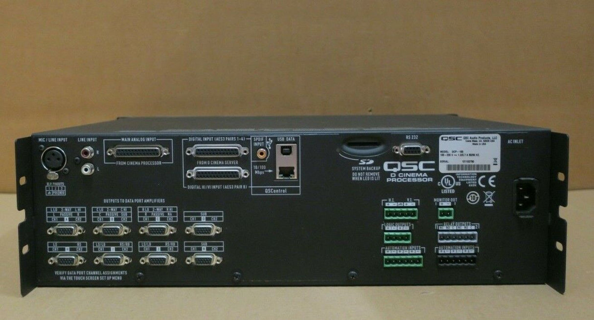 QSC DCP 100 Digital Cinema Prozessor Booth Monitor Crossover EQ DSP Rackmount