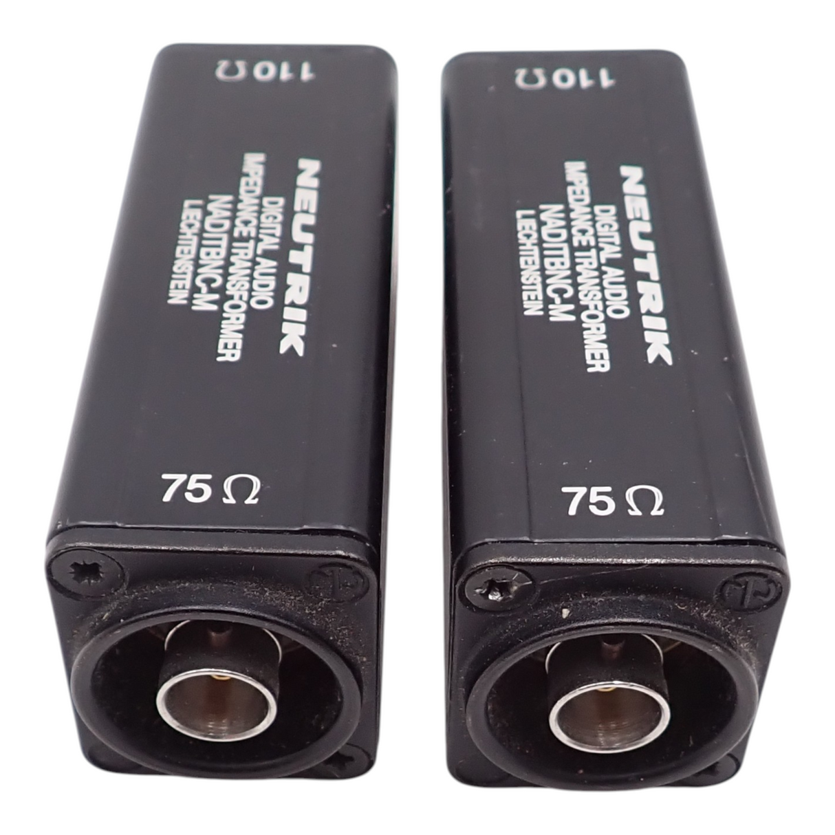 2 x Neutrik NADITBNC M 110 to 75 Ohm Digital Audio Impedance Transformer1