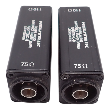 2 x Neutrik NADITBNC M 110 to 75 Ohm Digital Audio Impedance Transformer1