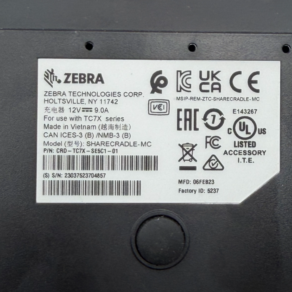 Zebra CRDTC7XSE5C101 5Slot Charging Cradle TC70 TC72 TC75 TC77 ShareCradle3