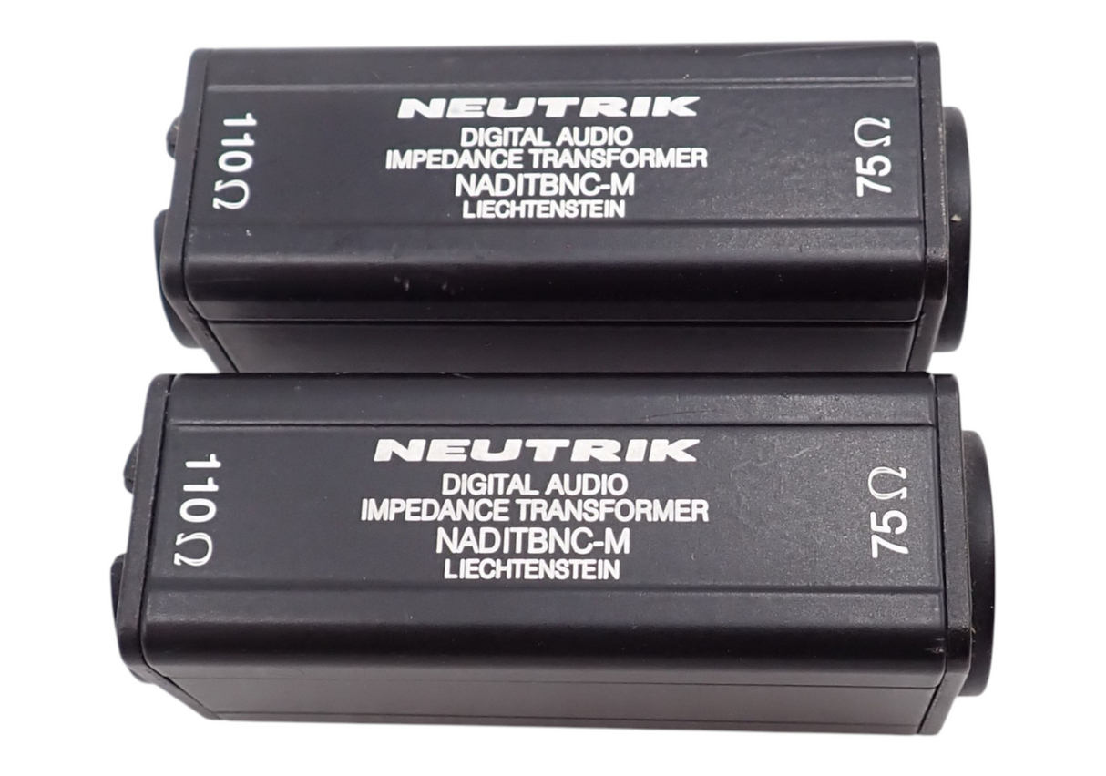 2 x Neutrik NADITBNC M 110 to 75 Ohm Digital Audio Impedance Transformer2