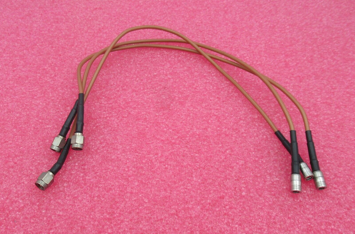 Konvolut 3 x Huber &amp; Suhner HF-Koaxialkabel, braun, 300 mm, SMA-Stecker auf MCX-Buchse