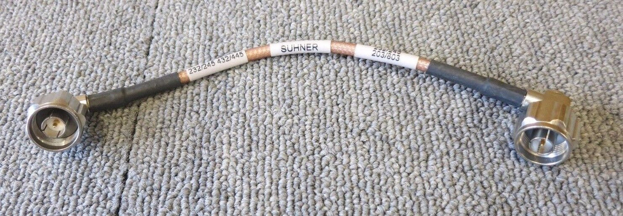 Huber & Suhner 990600C Right Angle N plug Male To Male 20cm Coaxial RF Test Cable