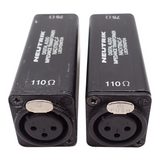 2 x Neutrik NADITBNC-F 110 to 75 Ohm Digital Audio Impedance Transformer0
