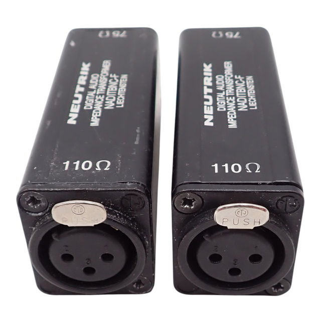 2 x Neutrik NADITBNC-F 110 to 75 Ohm Digital Audio Impedance Transformer0