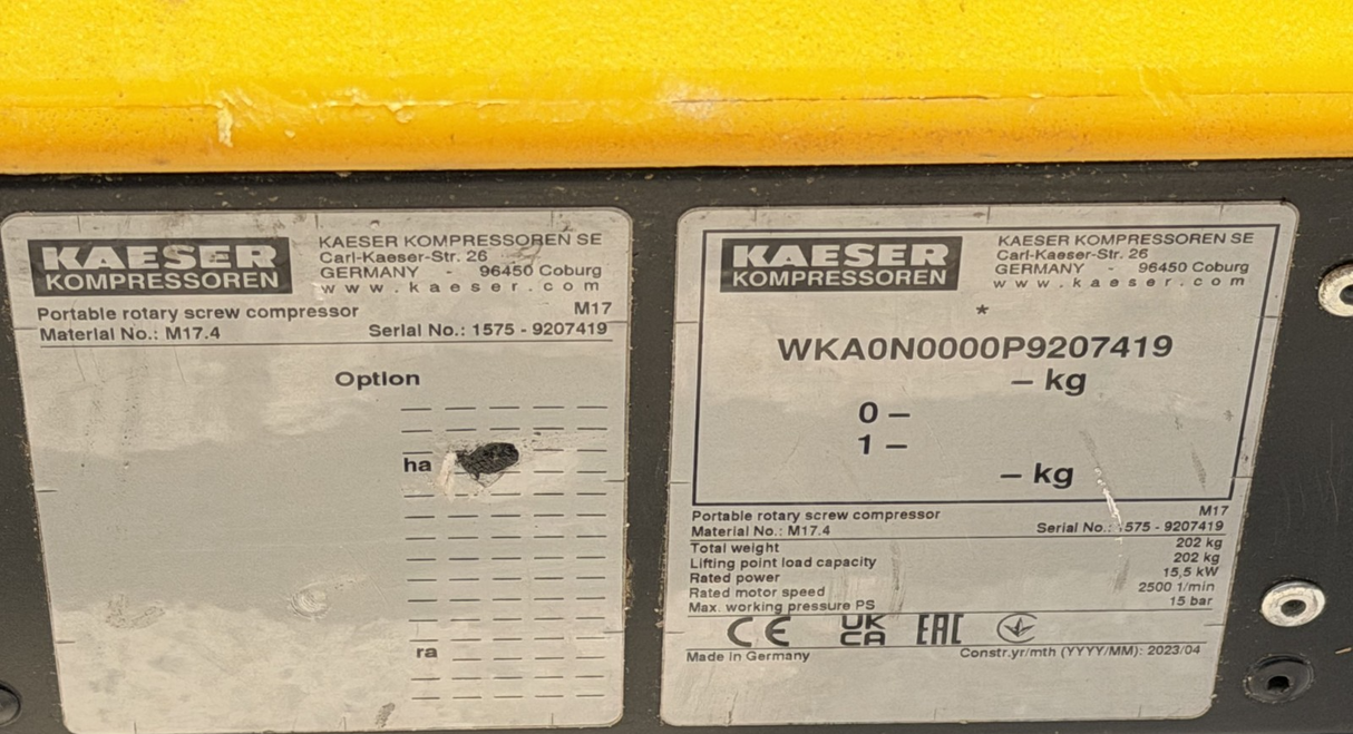 Kaeser Mobilair M17 Portable Petrol Rotary Screw Compressor+ HS40143 Aftercooler14
