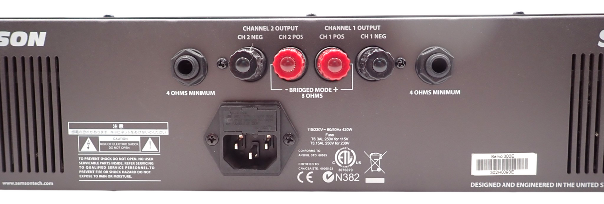 Samson Servo 300 2 Channel 150W Studio Power Amplifier 2U Rackmount9